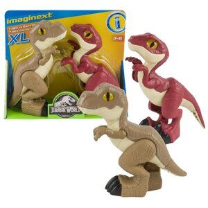 Imaginext Jurassic World Dino Attack 2 Pk 9.5 Inch T.Rex & 9 Inch Raptor Figures